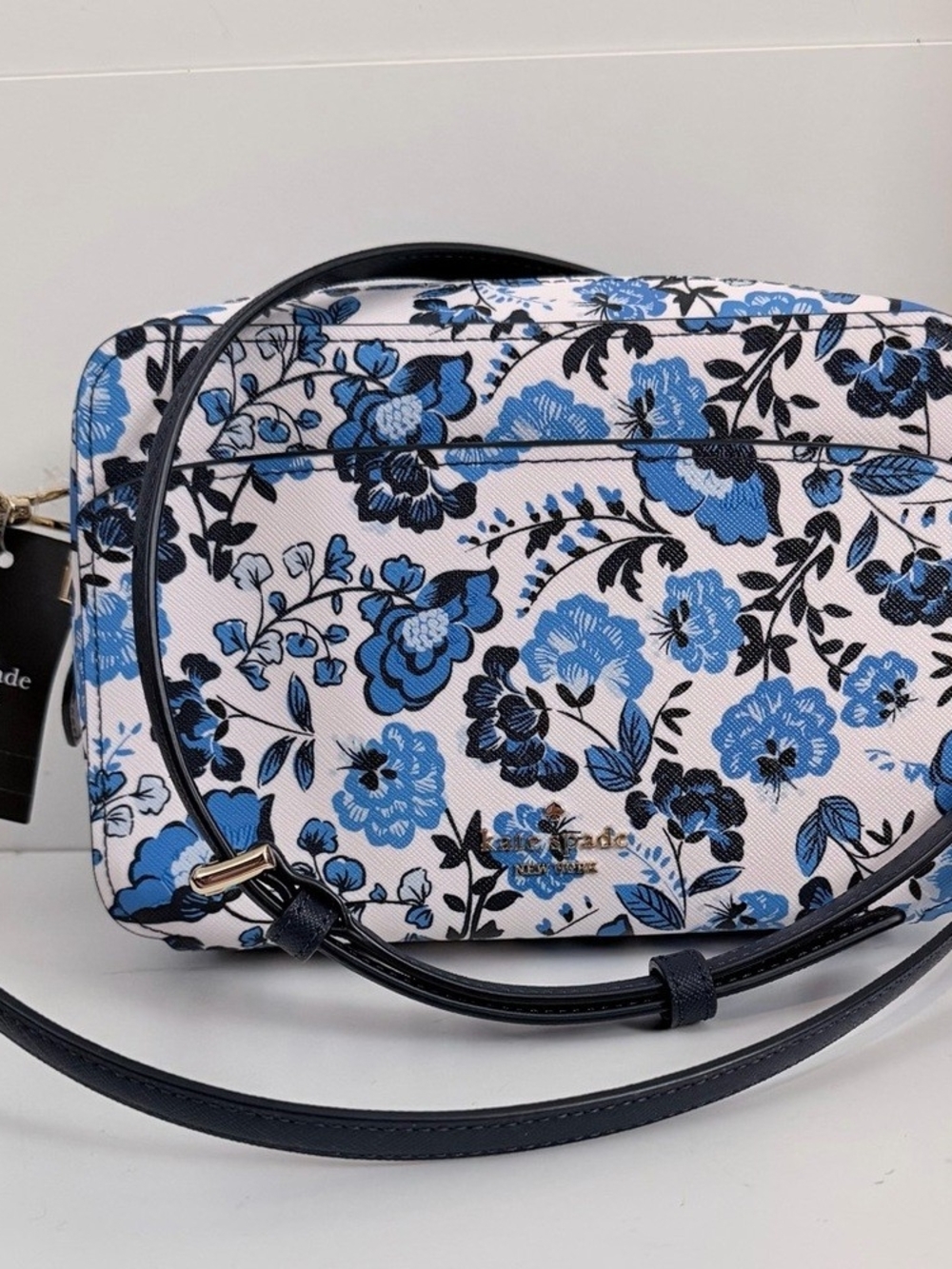 kate spade Blue and Black Floral Crossbody Bag